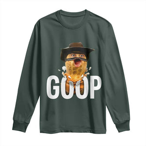 Goop Meme Explosion Long Sleeve Shirt Screaming Peanut Cowboy Brainrot Energy TS02 Dark Forest Green Print Your Wear