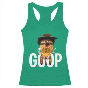 Goop Meme Explosion Racerback Tank Top Screaming Peanut Cowboy Brainrot Energy TS02 Irish Green Print Your Wear