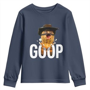 Goop Meme Explosion Youth Sweatshirt Screaming Peanut Cowboy Brainrot Energy TS02 Navy Print Your Wear