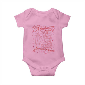 I Saw Mothman Kissing Santa Claus Baby Onesie Funny Cryptid Christmas Gag Gift TS02 Light Pink Print Your Wear