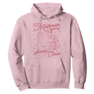 I Saw Mothman Kissing Santa Claus Hoodie Funny Cryptid Christmas Gag Gift TS02 Light Pink Print Your Wear