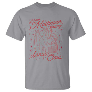 I Saw Mothman Kissing Santa Claus T Shirt Funny Cryptid Christmas Gag Gift TS02 Sport Gray Print Your Wear