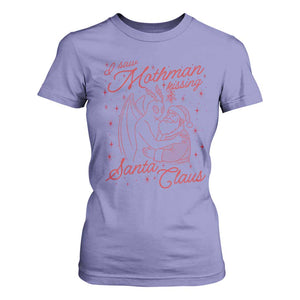 I Saw Mothman Kissing Santa Claus T Shirt For Women Funny Cryptid Christmas Gag Gift TS02 Violet Print Your Wear