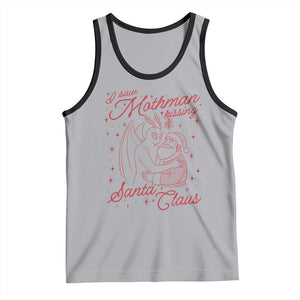 I Saw Mothman Kissing Santa Claus Tank Top Funny Cryptid Christmas Gag Gift TS02 Athletic Heather Black Print Your Wear