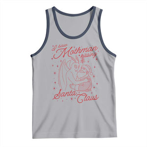I Saw Mothman Kissing Santa Claus Tank Top Funny Cryptid Christmas Gag Gift TS02 Athletic Heather Navy Print Your Wear