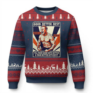 Good Better Best Shirtless Ben Ugly Christmas Sweater Retro Funny Football Coach Meme Gift for Fans TS02 Navy Red Print Your Wear