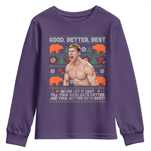 Good Better Best Shirtless Ben Youth Sweatshirt Funny Football Coach Meme Ugly Sweater Gift for Fans TS02 Purple Print Your Wear