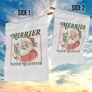 Merrier With Martinis Garden Flag Funny Retro Santa Christmas Cocktail Lover TS02 Print Your Wear
