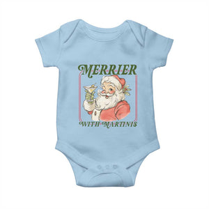 Merrier With Martinis Baby Onesie Funny Retro Santa Christmas Cocktail Lover TS02 Light Blue Print Your Wear