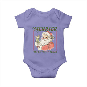 Merrier With Martinis Baby Onesie Funny Retro Santa Christmas Cocktail Lover TS02 Violet Print Your Wear