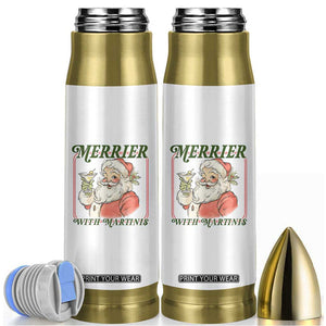 Merrier With Martinis Bullet Tumbler Funny Retro Santa Christmas Cocktail Lover TS02 White Print Your Wear