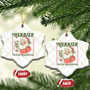 Merrier With Martinis Ceramic Ornament Funny Retro Santa Christmas Cocktail Lover TS02 Print Your Wear