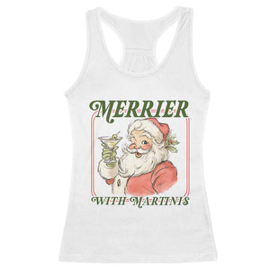 Merrier With Martinis Racerback Tank Top Funny Retro Santa Christmas Cocktail Lover TS02 White Print Your Wear