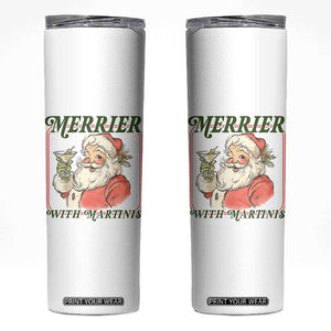Merrier With Martinis Skinny Tumbler Funny Retro Santa Christmas Cocktail Lover TS02 White Print Your Wear