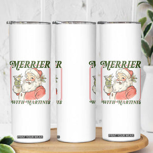 Merrier With Martinis Skinny Tumbler Funny Retro Santa Christmas Cocktail Lover TS02 Print Your Wear