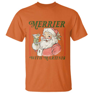 Merrier With Martinis T Shirt Funny Retro Santa Christmas Cocktail Lover TS02 Orange Print Your Wear