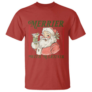 Merrier With Martinis T Shirt Funny Retro Santa Christmas Cocktail Lover TS02 Red Print Your Wear