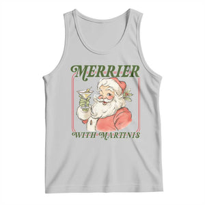 Merrier With Martinis Tank Top Funny Retro Santa Christmas Cocktail Lover TS02 Ash Print Your Wear