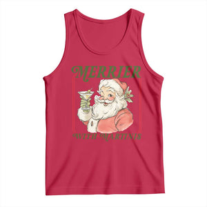 Merrier With Martinis Tank Top Funny Retro Santa Christmas Cocktail Lover TS02 Red Print Your Wear