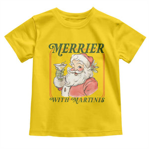 Merrier With Martinis Toddler T Shirt Funny Retro Santa Christmas Cocktail Lover TS02 Daisy Print Your Wear