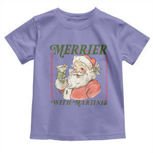Merrier With Martinis Toddler T Shirt Funny Retro Santa Christmas Cocktail Lover TS02 Violet Print Your Wear
