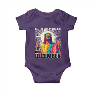 All the Cool People Are Born in December Baby Onesie Funny Trippy Neon Jesus Birthday Meme TS02 Purple Print Your Wear