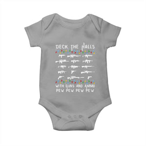 Deck the Halls with Guns and Ammo Baby Onesie Funny Pew Pew Christmas Meme for Second Amendment Fans TS02 Sport Gray Print Your Wear