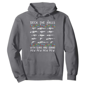 Deck the Halls with Guns and Ammo Hoodie Funny Pew Pew Christmas Meme for Second Amendment Fans TS02 Charcoal Print Your Wear