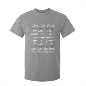 Deck the Halls with Guns and Ammo T Shirt For Kid Funny Pew Pew Christmas Meme for Second Amendment Fans TS02 Sport Gray Print Your Wear