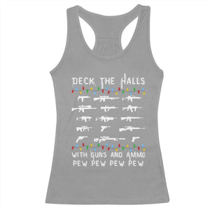 Deck the Halls with Guns and Ammo Racerback Tank Top Funny Pew Pew Christmas Meme for Second Amendment Fans TS02 Sport Gray Print Your Wear