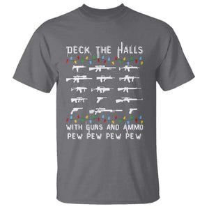 Deck the Halls with Guns and Ammo T Shirt Funny Pew Pew Christmas Meme for Second Amendment Fans TS02 Charcoal Print Your Wear