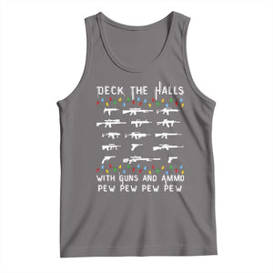Deck the Halls with Guns and Ammo Tank Top Funny Pew Pew Christmas Meme for Second Amendment Fans TS02 Deep Heather Print Your Wear