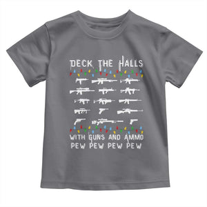 Deck the Halls with Guns and Ammo Toddler T Shirt Funny Pew Pew Christmas Meme for Second Amendment Fans TS02 Charcoal Print Your Wear