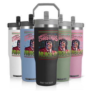 Funny Retro Merry Christmas Nukka Parody Flip Straw Tumbler Xmas Throwback Parody Urban Comedy TS02 Print Your Wear