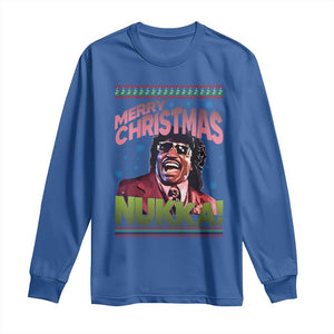 Funny Retro Merry Christmas Nukka Parody Long Sleeve Shirt Xmas Throwback Parody Urban Comedy TS02 Royal Blue Print Your Wear