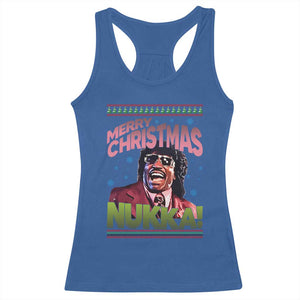 Funny Retro Merry Christmas Nukka Parody Racerback Tank Top Xmas Throwback Parody Urban Comedy TS02 Royal Blue Print Your Wear
