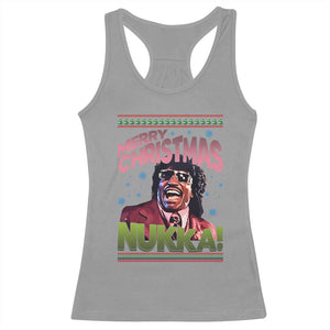 Funny Retro Merry Christmas Nukka Parody Racerback Tank Top Xmas Throwback Parody Urban Comedy TS02 Sport Gray Print Your Wear