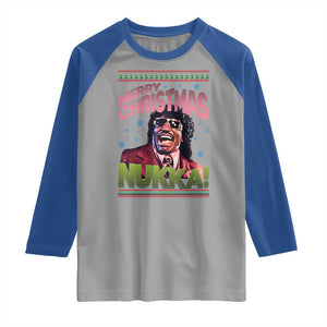 Funny Retro Merry Christmas Nukka Parody Raglan Shirt Xmas Throwback Parody Urban Comedy TS02 Sport Gray Royal Print Your Wear
