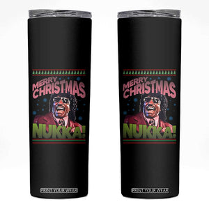 Funny Retro Merry Christmas Nukka Parody Skinny Tumbler Xmas Throwback Parody Urban Comedy TS02 Black Print Your Wear