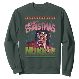Funny Retro Merry Christmas Nukka Parody Sweatshirt Xmas Throwback Parody Urban Comedy TS02 Dark Forest Green Print Your Wear