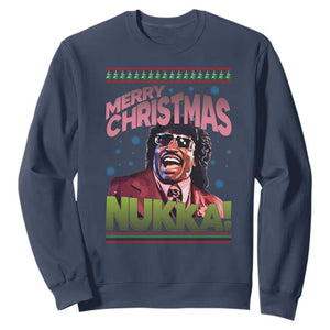 Funny Retro Merry Christmas Nukka Parody Sweatshirt Xmas Throwback Parody Urban Comedy TS02 Navy Print Your Wear