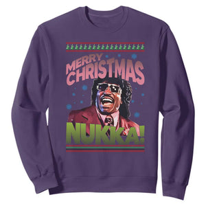 Funny Retro Merry Christmas Nukka Parody Sweatshirt Xmas Throwback Parody Urban Comedy TS02 Purple Print Your Wear