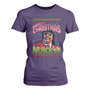Funny Retro Merry Christmas Nukka Parody T Shirt For Women Xmas Throwback Parody Urban Comedy TS02 Purple Print Your Wear