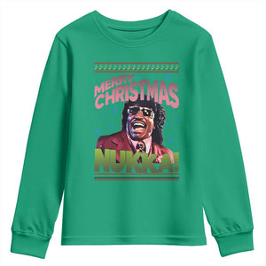 Funny Retro Merry Christmas Nukka Parody Youth Sweatshirt Xmas Throwback Parody Urban Comedy TS02 Irish Green Print Your Wear
