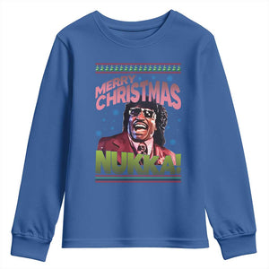 Funny Retro Merry Christmas Nukka Parody Youth Sweatshirt Xmas Throwback Parody Urban Comedy TS02 Royal Blue Print Your Wear