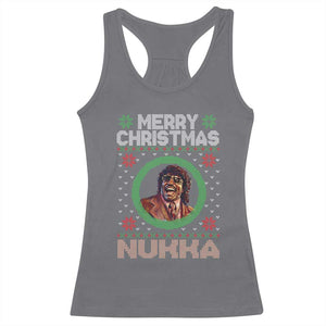 Funny Retro Merry Christmas Nukka Parody Racerback Tank Top Holiday Cheer 90s Xmas Throwback Parody TS02 Charcoal Print Your Wear