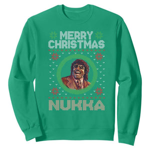 Funny Retro Merry Christmas Nukka Parody Sweatshirt Holiday Cheer 90s Xmas Throwback Parody TS02 Irish Green Print Your Wear
