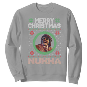 Funny Retro Merry Christmas Nukka Parody Sweatshirt Holiday Cheer 90s Xmas Throwback Parody TS02 Sport Gray Print Your Wear