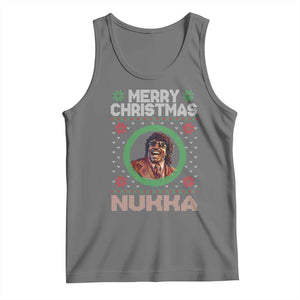 Funny Retro Merry Christmas Nukka Parody Tank Top Holiday Cheer 90s Xmas Throwback Parody TS02 Black Heather Print Your Wear