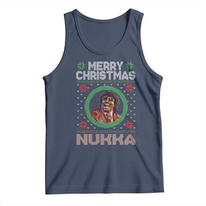 Funny Retro Merry Christmas Nukka Parody Tank Top Holiday Cheer 90s Xmas Throwback Parody TS02 Navy Print Your Wear